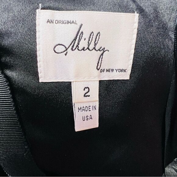 Milly of New York Illusion-Sleeve Satin Sheath Dress size 4 - Picture 13 of 16